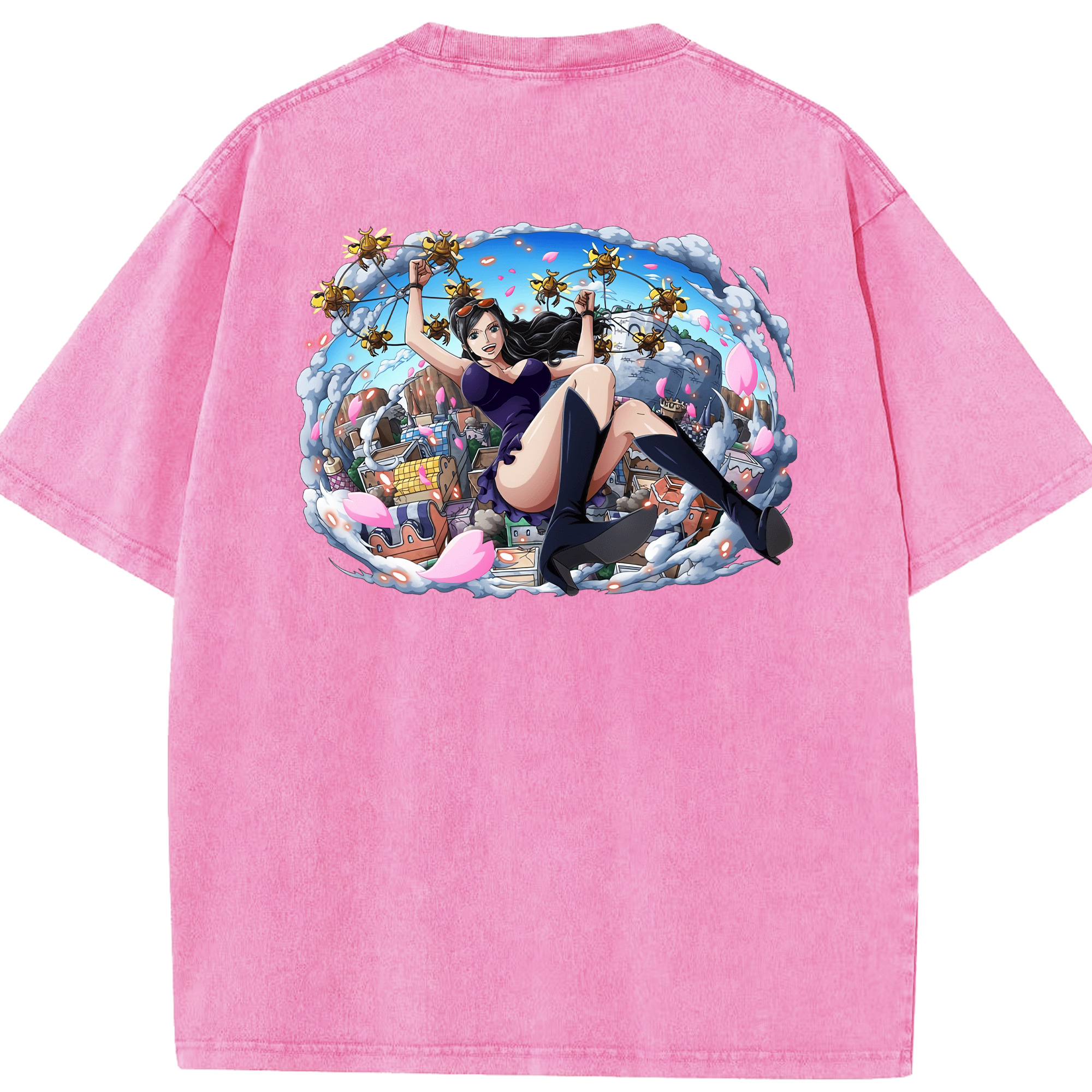 ワンピース ニコ・ロビン ONE PIECE Nico Robin 綿100% ヴィンテージ風 半袖Tシャツ（背面プリント）